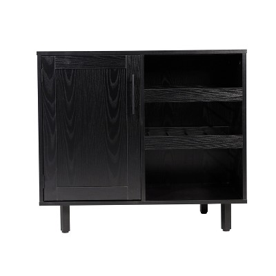 Black Engineered Wood Classic Bar and Sideboard with Storage