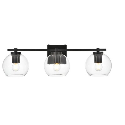 Elegant Lighting Juelz 3 light Black and Clear Bath Sconce