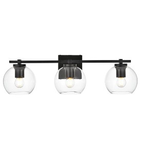 Elegant Lighting Juelz 3 light Black and Clear Bath Sconce - 1 of 4