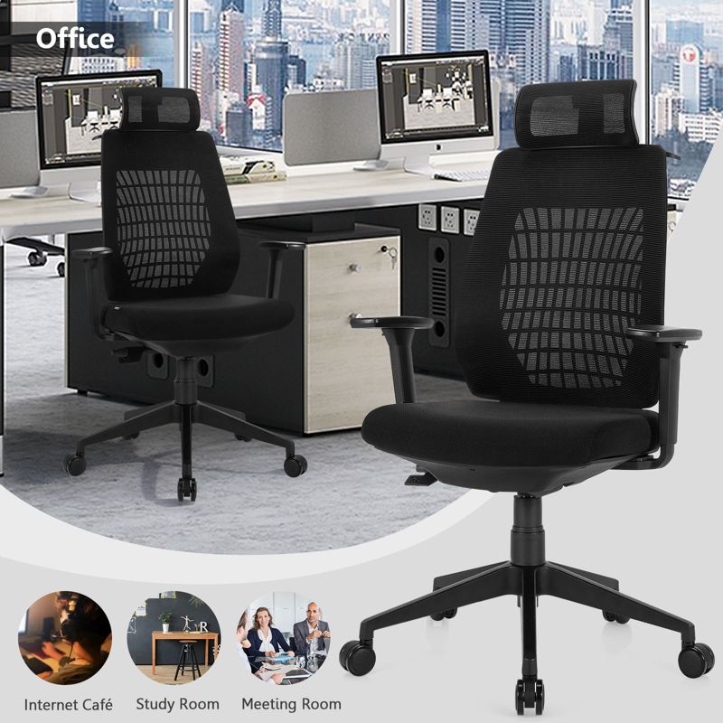 Costway High Back Mesh Office Chair Swivel Reclining Task Chair w/Clothes Hanger, 5 of 11
