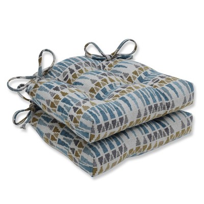 Set of 2 Indoor Chair Pad Blue/Gray - Pillow Perfect