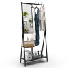 LIVAREEmlen Coat Rack with Mirror, Multifunctional Hall Tree with Shoe Storage, for Living Room Bedroom 73x32x15 Inches, Rustic Brown and Black - 2 of 4