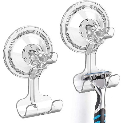 LunaLulinlk Shower Suction Hooks, Suction Cup Shower Razor Holder Reusable Removable Waterproof Suction Cup Hooks hanger 2 Pack