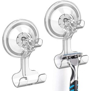 LunaLulinlk Shower Suction Hooks, Suction Cup Shower Razor Holder Reusable Removable Waterproof Suction Cup Hooks hanger 2 Pack - 1 of 4