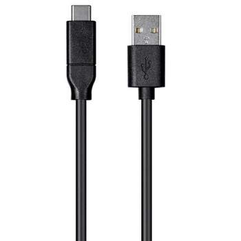 Monoprice USB C to USB A 2.0 Cable - 2 Meters (6.6 Feet) - Black | Fast Charging, High Speed, 480Mbps, 3A, 26AWG, Type C, Compatible with Samsung