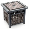 MOEPISY 21.5 Inches Outdoor PE Rattan Side Table Square End Table with Umbrella Hole - 3 of 4