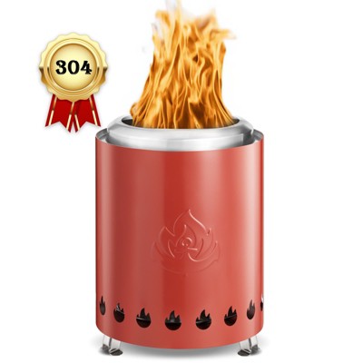 Kismile Tabletop Fire Pit Smokeless Outdoor Mini Fire Compact & Portable Dual Fuel with Portable Bag, 304 Stainless Steel