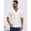 INSPIRE CHIC Men's Camp Collar Button Down Short Sleeve Hollow Texture Knit Shirts - 4 of 4