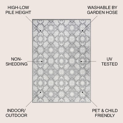Mediterranean Trellis 4'x6' Light Gray/Ivory Synthetic Area Rug