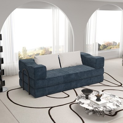 80" Chenille Convertible Sofa Bed,Folding King Size 3-Seater Floor Couch for Apartment,Guest Room,Small Spaces-Baofuwish