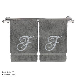 BC BARE COTTON Monogrammed Washcloth Towel, Personalized Gift, 13x13 Inches - Set of 2 - Gray - Silver Script - 1 of 1