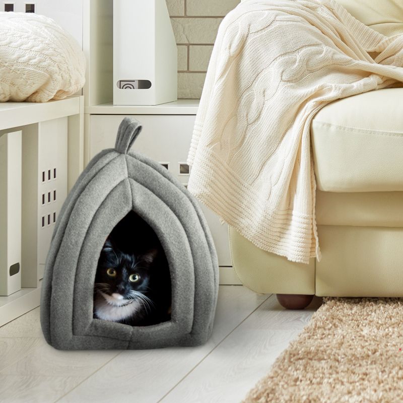 Cat House - Indoor Bed with Removable Foam Cushion - Pet Tent for Puppies, Rabbits, Guinea Pigs, Hedgehogs, and Other Small Animals by PETMAKER (Gray), 4 of 9