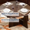 Modern Farmhouse Round Dining Table for 4 – 43" Space-Saving Wooden Pedestal Table – Sturdy Cross Base - 3 of 4