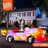 Joyfy 8 FT Long Halloween Inflatable Outdoor Decoration, Grim Reaper Driving Car Inflatable with LEDs for Halloween Party Garden Lawn Outdoor Decor - 2 of 4