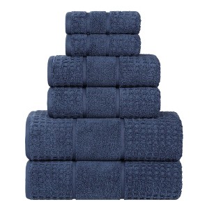 Zero Twist Cotton Waffle Honeycomb Medium Weight 6 Piece Bathroom Towel Set by Blue Nile Mills - 1 of 4
