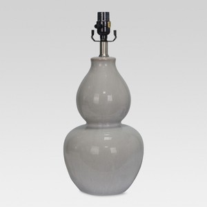 Ceramic Double Gourd Large Lamp Base Gray Lamp Only - Threshold