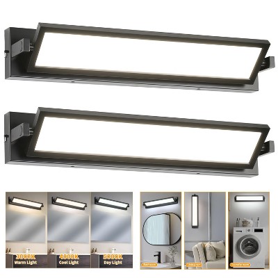 3 Color Temperature Dimmable Black Bathroom Vanity Light Bar 27inch 26W LED Modern Matte Black Bathroom Wall Lighting Fixtures Over Mirror
