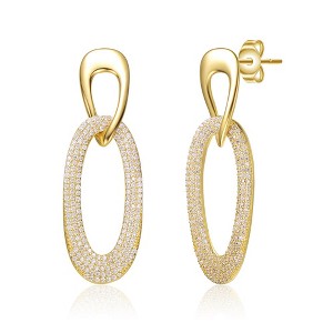 Sophisticated 14K Yellow Gold Plated Dangle Earrings Featuring Clear Cubic Zirconia for a Timeless and Sparkling Elegance - 1 of 2