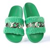 Womens Furry Slippers Open Toe House Casual Flat Slides Sandals Indoor Outdoor - image 4 of 4