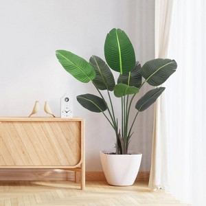 Acekool Artificial Bird of Paradise Plant, Trunk Tropical Palm Tree, Indoor Floor Decor, Banana Leaf for Home, Living Room, Office - 1 of 4