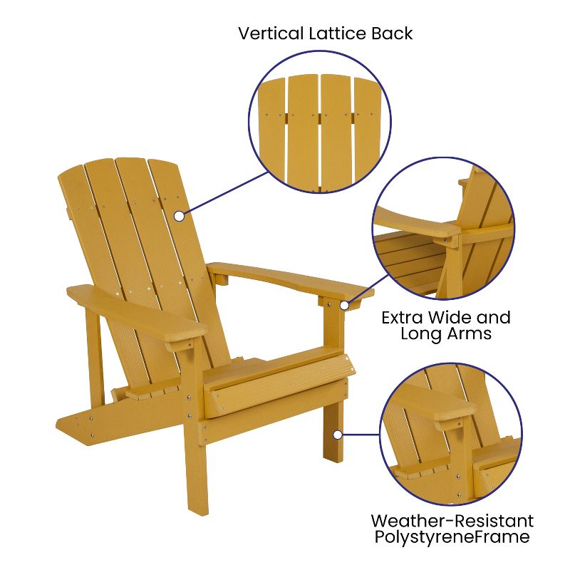 Merrick Lane Azure Adirondack Patio Chairs With Vertical Lattice Back And Weather Resistant Frame, 5 of 14