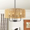 Rennnsan Emverra 19"W 4-Light Drum Woven Ratten Boho Dimmable Chandelier in Black - 4 of 4