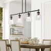 Modern 4-Light Kitchen Island Pendant Light, Industrial Linear Chandelier with Clear Glass Shades, Black Finish - 3 of 4