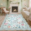 Pastoral Floral Washable Area Rug Non Slip Farmhouse Floor Cover Soft Non Shedding Indoor Rug Low Pile Foldable Carpet for Living Rom Bedroom Nursery - 4 of 4