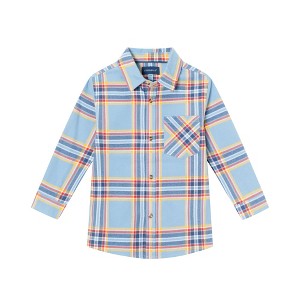 Andy & Evan  Toddler  Blue Brushed Twill Plaid Buttondown - 1 of 4