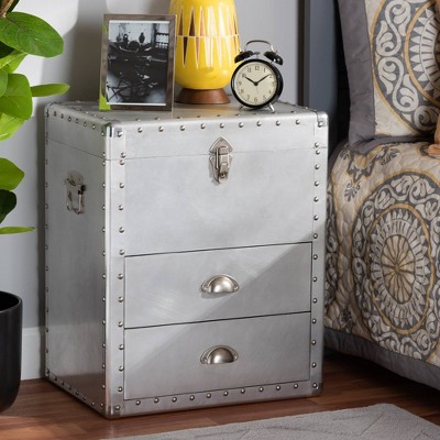 Serge Silver Metal Industrial 2-Drawer Accent Cabinet