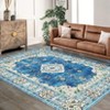 Coucheta Washable Bohemian Area Rug, Distressed Oriental Floral Pattern, Non-Slip Low Pile Carpet for Living & Dining Room, Bedroom, Nursery & Office - 3 of 4