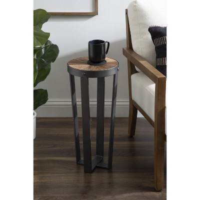Gerhardt 22" Round Rustic Brown Wood and Metal Drink Table