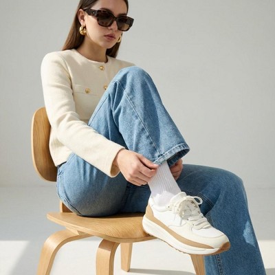 Женские кроссовки CUSHIONAIRE Women's Score lace up Sneaker +Comfort Foam White/Tan 9 — фото 8