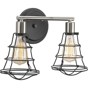 Progress Lighting Gauge Collection 2-Light Bath Vanity in Graphite with Glass Shade - 1 of 2