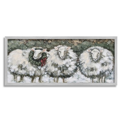 Stupell Industries Seasonal Winter Sheep Farmhouse Snow Framed Giclee Art
