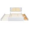Queen Size Platform Bed with Rattan Headboard, Two Drawers and Trundle - 4 of 4
