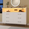 Dresser for Bedroom with LED Lights – 6 Drawer Dressers with Charging Station, Wood Storage Chest for Entryway - 2 of 4