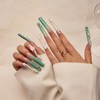 YEVYO Long Press On Nails - Square Rhinestone 3D Flower Full Cover for Women and Girls On Fake Nails - Blue - 10 Pcs - 2 of 4