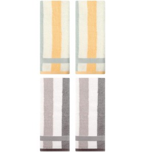 REGALWOVEN Striped Absorbent Soft Cotton Hand Towels for Bathroom 4 Pack - 1 of 4
