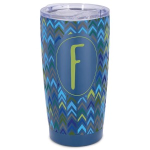 Elanze Designs F Monogram Herringbone Arrows Wrap-Around Design 20 Ounce Stainless Steel On-The-Go Coffee Mug, Thermal Travel Tumbler with Leak - 1 of 4