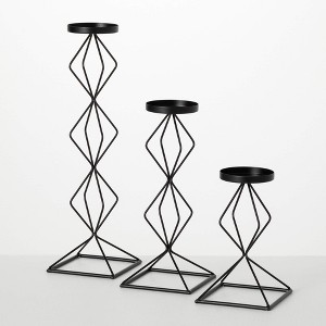 8"H, 11.75"H and 16.25"H Sullivans Modern Black Pillar Holder - Set of 3 - 1 of 3