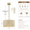 LamQee Boho Rattan Chandelier with  Hand-Woven Natural Corn Rope Shade Farmhouse Hanging Pendant Light for Hallway Kitchen Living Room - 3 of 4