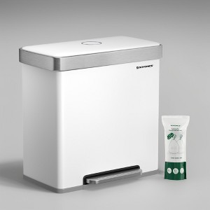Kitchen, 16 Gallon (2 x 8 Gallon) Dual Compartment Garbage Can, 60L Pedal Recycling Bin, Stainless Steel, 15 Trash Bags Included - 1 of 3