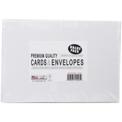 Leader A7 Greeting Cards W/Envelopes (5.25"X7.25") 50/Pkg-White