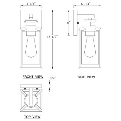 Matte Black Motion Sensor Outdoor Wall Lantern with Clear Glass