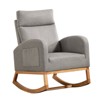 Rocking Chair Nursery, Glider Rocking Chair with  Wood Legs, High Backrest Rocking Accent Chair - 3 of 4