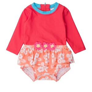 RuffleButts Baby Girls UPF50+ Sun Protected Long Sleeve Flower Skirted One Piece - 1 of 4