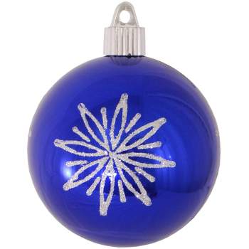 Christmas by Krebs 4ct Azure Blue and Silver Shatterproof Starbursts Shiny Christmas Ball Ornaments 3.25" (80mm)