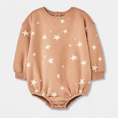 Image of Grayson Collective Baby Star Bubble Romper - Brown 3-6M