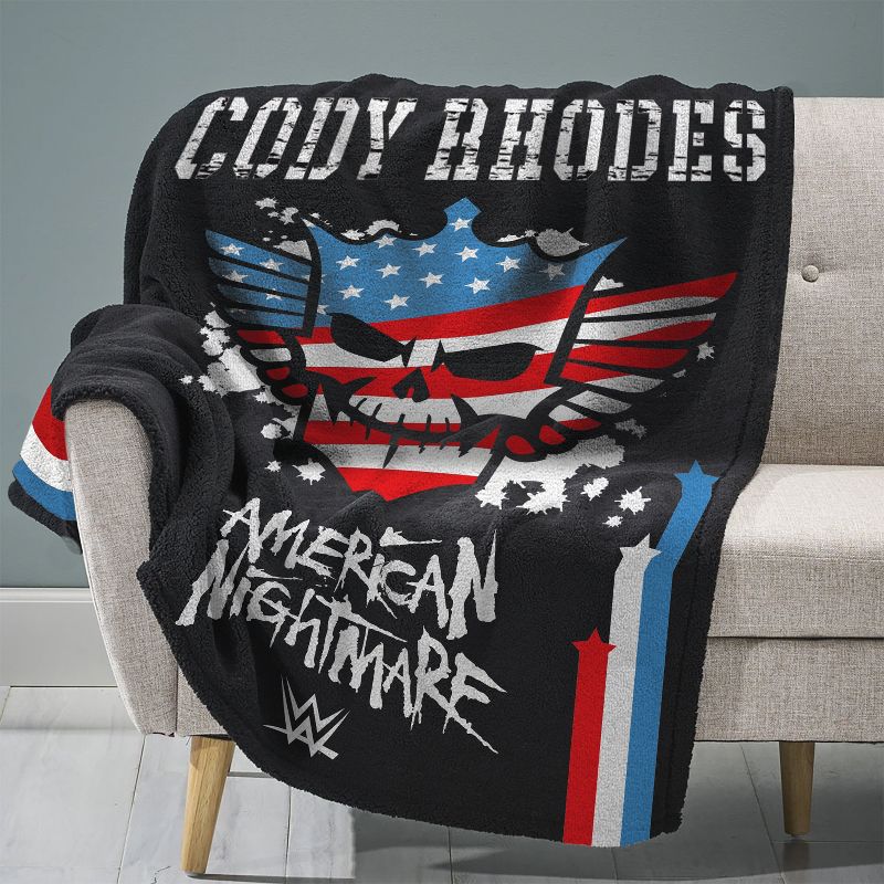 Sleep Squad WWE Cody Rhodes American Nightmare 60 x 80 Raschel Plush Throw, 1 of 7